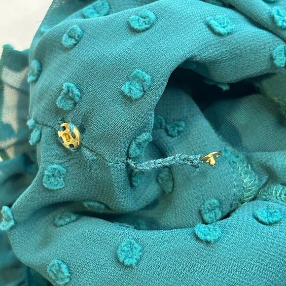 J.Crew green short sleeve blouse with inner removable tank ruffle collar size S - Picture 10 of 14